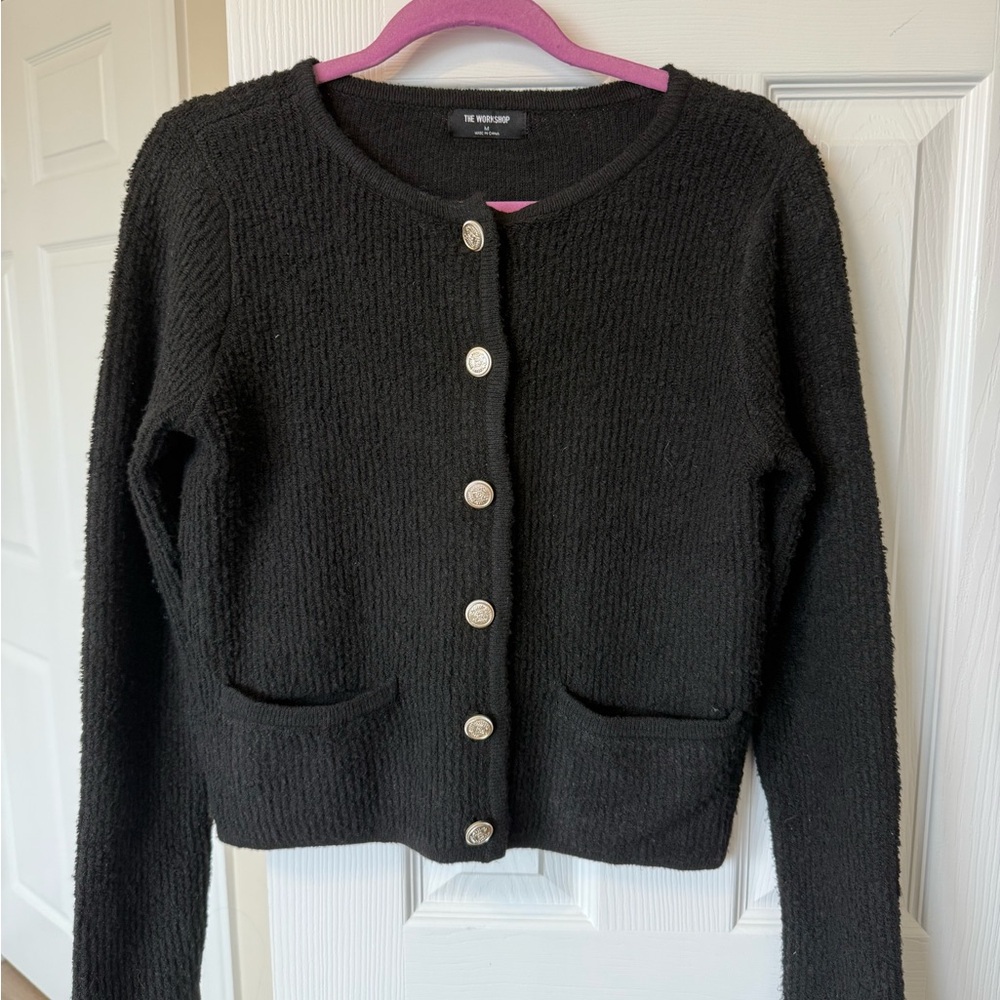 Workshop Republic Clothing Black Knit Button-Front Cardigan